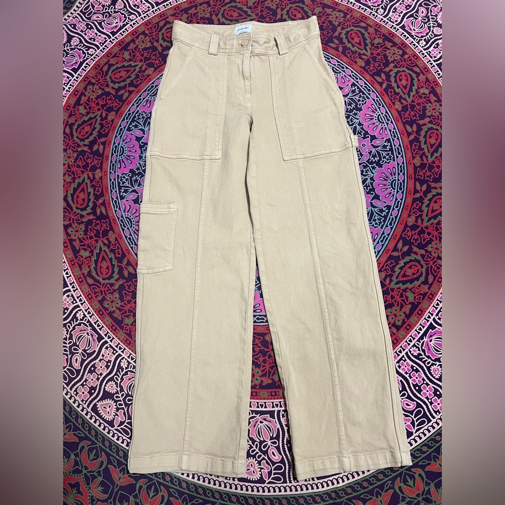 Sunday Best Beige Straight Leg Utility Pants